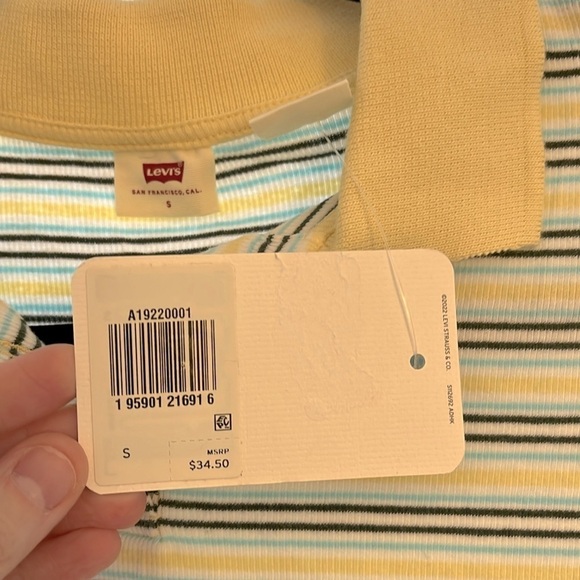 LEVI'S Jenni Cropped Polo Top, Size Small, Yellow - Picture 9 of 9